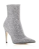 Sergio Rossi Women's Glitter Knit Pointed Toe Booties