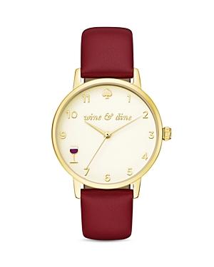 Kate Spade New York Wine Metro Leather Strap Watch, 34mm