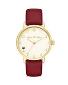 Kate Spade New York Wine Metro Leather Strap Watch, 34mm