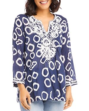 Karen Kane Printed Embroidered Top