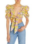 Hemant And Nandita Floral Tie Front Cropped Top