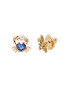 Kate Spade New York Sea Star Blue Cubic Zirconia & Faux Pearl Crab Stud Earrings In 14k Gold Plate