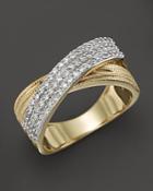 Diamond Crossover Band In 14k Yellow Gold, .50 Ct. T.w.