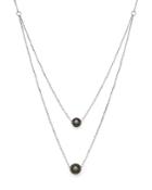 Cultured Tahitian Black Pearl Two Row Necklace In 14k White Gold, 17 - 100% Exclusive