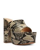 Schutz Women's Cali Snake Embossed Platform High Block Heel Slide Sandals