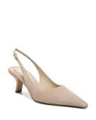 Sam Edelman Women's Bianka Pointed Toe Light Brown Kitten Heel Slingback Pumps