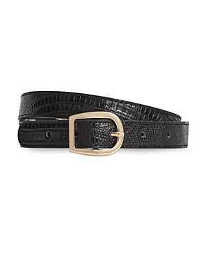 Reiss Women's Danielle Snake Embossed Leather Slim Belt