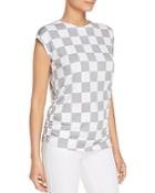 Kenneth Cole Printed Side-ruched Tee