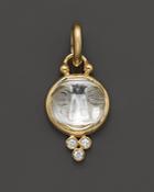 Temple St. Clair 18k Yellow Gold Moonface Pendant With Carved Rock Crystal And Diamond Granulation