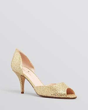 Kate Spade New York Peep Toe D'orsay Evening Pumps - Sage High Heel Gold