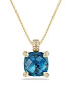 David Yurman Chatelaine Pendant Necklace With Hampton Blue Topaz And Diamonds In 18k Gold