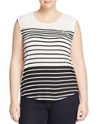 Calvin Klein Plus Striped Zip Detail Top