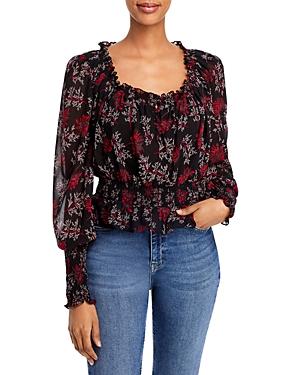 Cinq A Sept Edith Printed Smocked Top