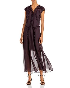 Rebecca Taylor Silk Ruffled Maxi Dress