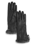 Bloomingdale's Rex Rabbit Fur Trim Leather Gloves - 100% Exclusive