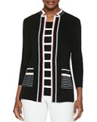 Misook Striped-trim Knit Jacket