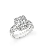 Diamond Round And Baguette Ring In 14k White Gold, 1.30 Ct. T.w.