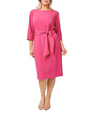Adrianna Papell Plus Knit Crepe Tie Waist Sheath Dress