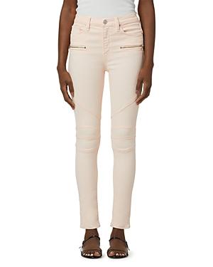 Hudson Barbara High Rise Ankle Super Skinny Moto Jeans In Pearl Blush