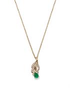 Bloomingdale's Emerald & Diamond Leaf Pendant Necklace In 14k Yellow Gold, 18 - 100% Exclusive