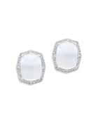 Bloomingdale's Moonstone & Diamond Halo Stud Earrings In 14k White Gold - 100% Exclusive