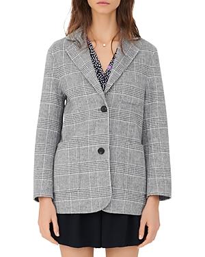 Maje Garionette Plaid Wool Blend Coat