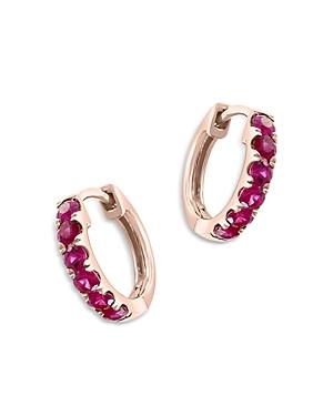 Bloomingdale's Ruby Mini Hoop Earrings In 14k Rose Gold - 100% Exclusive
