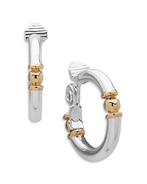 Ralph Lauren Two Tone Clip On Medium Hoop Earrings