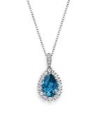 Bloomingdale's London Blue Topaz & Diamond Pendant Necklace In 14k White Gold, 18 - 100% Exclusive