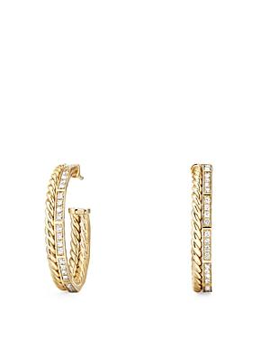 David Yurman Stax Hoop Earrings With Diamonds In 18k Gold