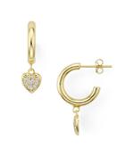 Aqua Heart Charm Huggie Hoop Earrings In 18k Gold-plated Sterling Silver - 100% Exclusive