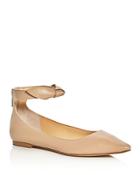 Ivanka Trump Tramory Leather Ankle Strap Pointed Toe Flats
