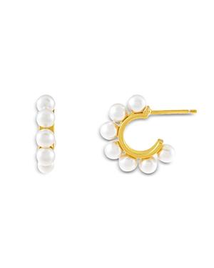 Adinas Jewels Faux Mini Pearl Hoop Earrings