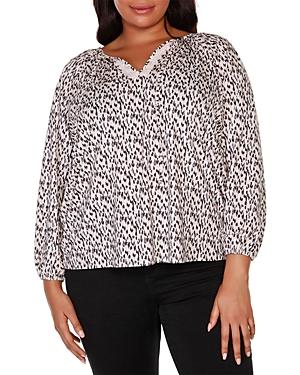 Belldini Plus Printed Keyhole Cutout Top