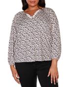 Belldini Plus Printed Keyhole Cutout Top