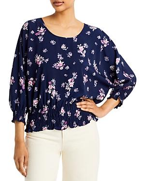 Vince Camuto Floral Smocked Hem Top