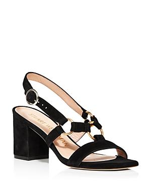 Stuart Weitzman Women's Lalita Square Toe Suede Slingback Sandals