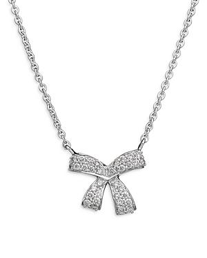 Hueb 18k White Gold Romance Diamond Bow Pendant Necklace, 16.5