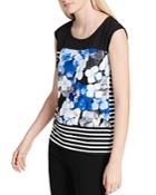 Calvin Klein Sleeveless Floral-and-stripe Print Top