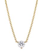 Lightbox Jewelry Solitaire Lab-grown Diamond Pendant Necklace In 18k Yellow Gold-plated Sterling Silver, 18