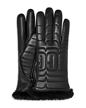 Ugg Logo Quilted Leather & Shearling Tech Gloves
