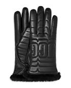 Ugg Logo Quilted Leather & Shearling Tech Gloves