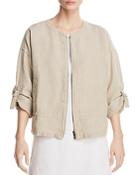 Eileen Fisher Organic Linen Zip Front Jacket