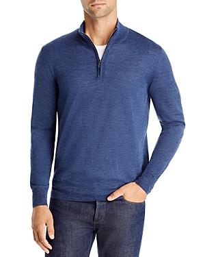 Canali Melange Knit Wool Quarter Zip Pullover