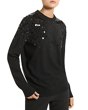 Michael Kors Mirror Embellished Crewneck Cashmere Sweater