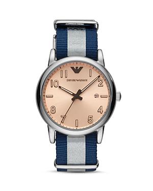 Emporio Armani Luigi Blue Nylon Strap Watch, 43mm