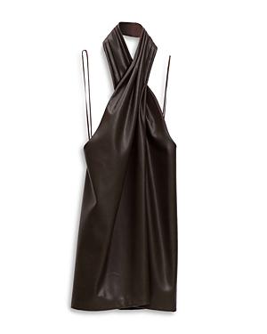 3.1 Phillip Lim Vegan Leather Cross Front Halter Top