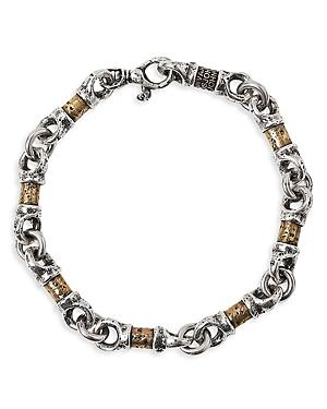 John Varvatos Collection Men's Sterling Silver & Brass Barrel Link Bracelet
