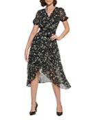 Karl Lagerfeld Paris Floral Print Faux Wrap Dress