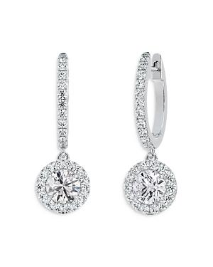 De Beers Forevermark Platinum Center Of My Universe Diamond Huggie Hoop Halo Drop Earrings